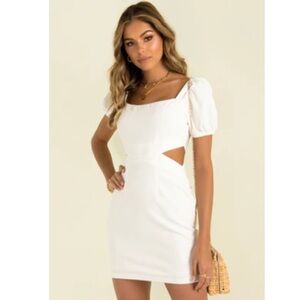 Sundae Muse Tully Women's White Cutout Puff-Sleeve Dress
